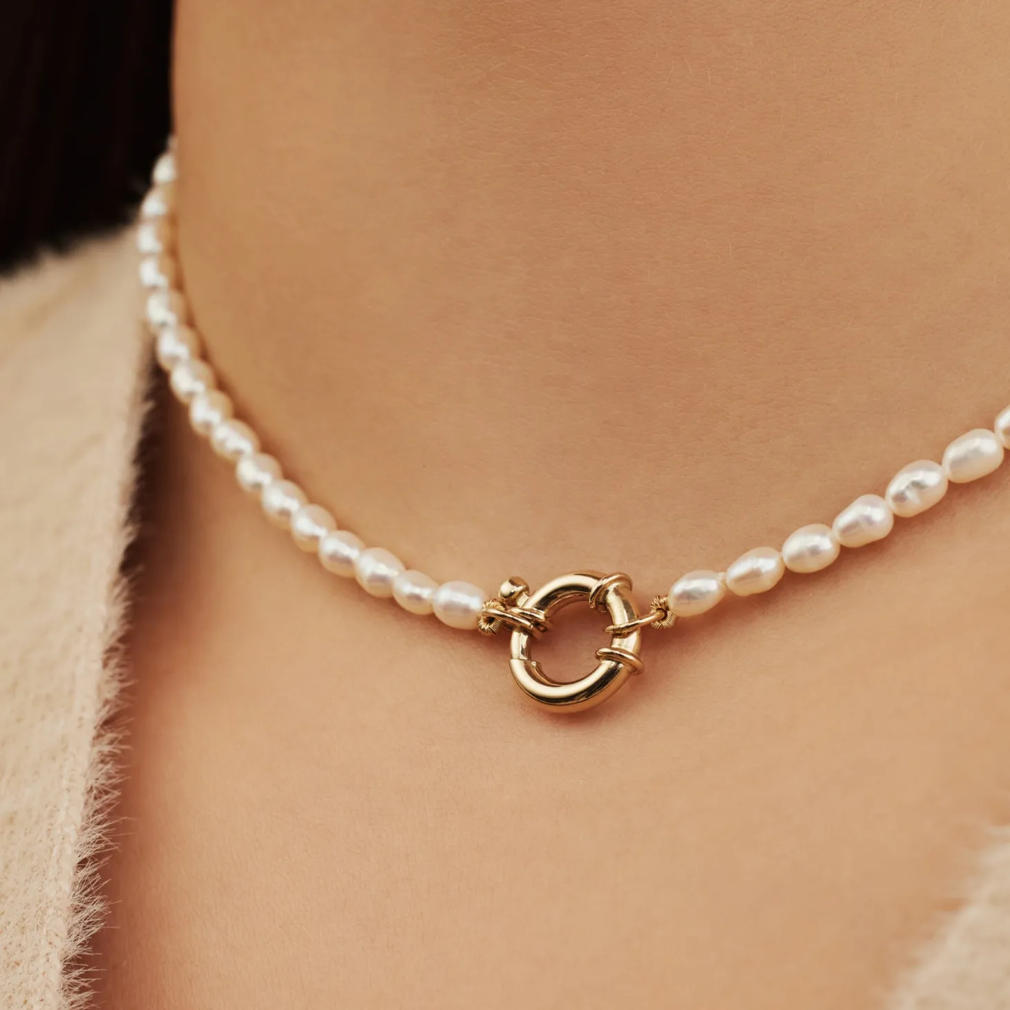 Isabel Bernard Aidee Marissa 14 karaat gouden collier met zoetwaterparels Sale