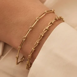 Isabel Bernard Aidee Raissa 14 karaat gouden schakelarmband Clearance