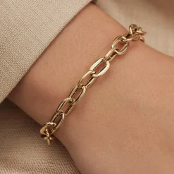 Isabel Bernard Aidee Ìrene 14 karaat gouden schakelarmband met ronde schakels Online