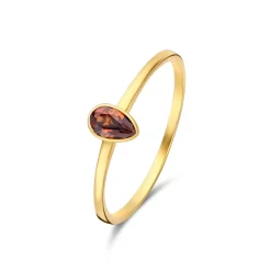 Isabel Bernard Baguette Brune 14 karaat gouden ring met bruine zirkonia steen Outlet