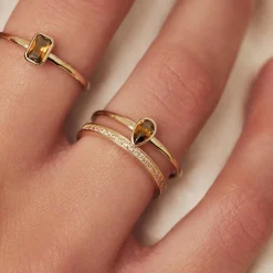 Isabel Bernard Baguette Brune 14 karaat gouden ring met bruine zirkonia steen Best