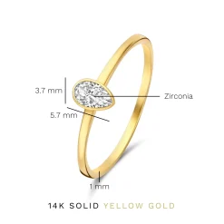 Isabel Bernard Baguette Genevieve 14 karaat gouden ring met witte zirkonia steen Discount