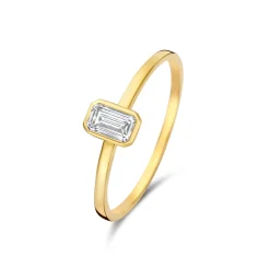 Isabel Bernard Baguette Genevieve 14 karaat gouden ring met witte zirkonia steen Cheap