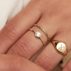 Isabel Bernard Baguette Genevieve 14 karaat gouden ring met witte zirkonia steen Discount