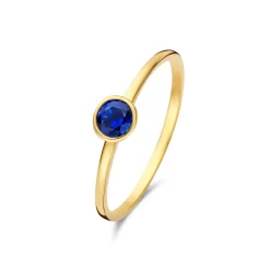Isabel Bernard Baguette Nila 14 karaat gouden ring met blauwe zirkonia steen Store