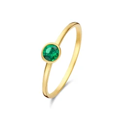 Isabel Bernard Baguette Olivia 14 karaat gouden ring met groene zirkonia steen Cheap