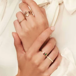Isabel Bernard Baguette Roux 14 karaat gouden ring met rode zirkonia steen Flash Sale