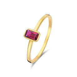 Isabel Bernard Baguette Roux 14 karaat gouden ring met rode zirkonia steen Flash Sale