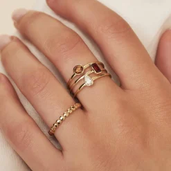 Isabel Bernard Baguette Roux 14 karaat gouden ring met rode zirkonia steen Flash Sale