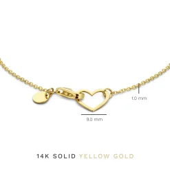 Isabel Bernard Belleville Amore 14 karaat gouden armband met hartje Sale