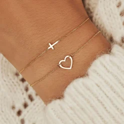 Isabel Bernard Belleville Amore 14 karaat gouden armband met hartje Cheap