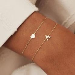 Isabel Bernard Belleville Amore 14 karaat gouden armband met hartje Sale