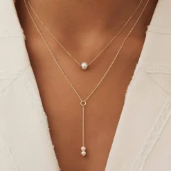 Isabel Bernard Belleville Luna 14 karaat gouden collier met zoetwaterparel Online
