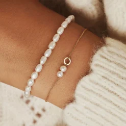 Isabel Bernard Belleville Luna 14 karaat gouden armband met zoetwaterparels Flash Sale