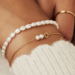 Isabel Bernard Belleville Luna 14 karaat gouden armband met zoetwaterparels Flash Sale
