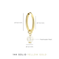 Isabel Bernard Belleville Luna 14 karaat gouden creolen met zoetwaterparel Outlet