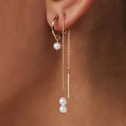 Isabel Bernard Belleville Luna 14 karaat gouden doortrek oorbellen met zoetwaterparels Cheap