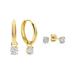 Isabel Bernard Cadeau d'Isabel 14 karaat gouden oorbellen set met zirkonia steentjes Flash Sale