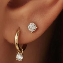 Isabel Bernard Cadeau d'Isabel 14 karaat gouden oorbellen set met zirkonia steentjes Flash Sale
