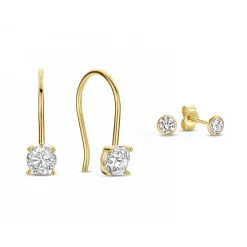 Isabel Bernard Cadeau d'Isabel 14 karaat gouden oorbellen set met zirkonia steentjes Cheap