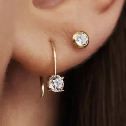 Isabel Bernard Cadeau d'Isabel 14 karaat gouden oorbellen set met zirkonia steentjes Cheap