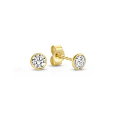 Isabel Bernard Cadeau d'Isabel 14 karaat gouden oorbellen set met zirkonia steentjes Cheap