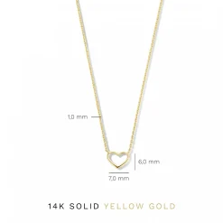 Isabel Bernard Cadeau d'Isabel 14 karaat gouden kettingen giftset met hartje en zirkonia steen Outlet