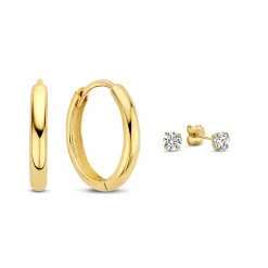 Isabel Bernard Cadeau d'Isabel 14 karaat gouden oorbellen set met zirkonia steentjes Best Sale