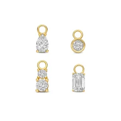 Isabel Bernard Cadeau d'Isabel 14 karaat gouden vierdelige oorbedel set met zirkonia steentjes | zonder creolen Cheap
