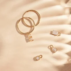 Isabel Bernard Cadeau d'Isabel 14 karaat gouden vierdelige oorbedel set met zirkonia steentjes | zonder creolen Cheap