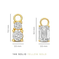 Isabel Bernard Cadeau d'Isabel 14 karaat gouden vierdelige oorbedel set met zirkonia steentjes | zonder creolen Cheap