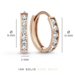 Isabel Bernard Cadeau d'Isabel 14 karaat rosé gouden oorbellen set met zirkonia steentjes Clearance