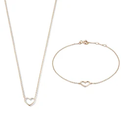 Isabel Bernard Cadeau d'Isabel 14 karaat rosé gouden collier en armband giftset met hartje Hot