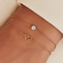 Isabel Bernard Cadeau d'Isabel 14 karaat rosé gouden collier en armband giftset met hartje Hot