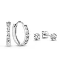 Isabel Bernard Cadeau d'Isabel 14 karaat witgouden oorbellen set met zirkonia steentjes Best Sale