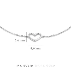 Isabel Bernard Cadeau d'Isabel 14 karaat witgouden collier en armband giftset met hartje Store