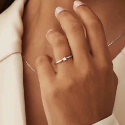 Isabel Bernard De la Paix Celesse 14 karaat witgouden ring met diamant 0.07 karaat Store