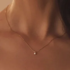Isabel Bernard De la Paix Celesse 14 karaat gouden collier met diamant 0.07 karaat Cheap