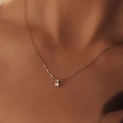 Isabel Bernard De la Paix Celesse 14 karaat witgouden collier met diamant 0.07 karaat Clearance