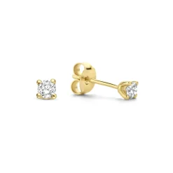 Isabel Bernard De la Paix Christine 14 karaat gouden oorknoppen met diamant 0.20 karaat Discount