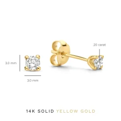 Isabel Bernard De la Paix Christine 14 karaat gouden oorknoppen met diamant 0.20 karaat Discount