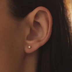 Isabel Bernard De la Paix Emily 14 karaat gouden oorknoppen met diamant 0.10 karaat Best Sale