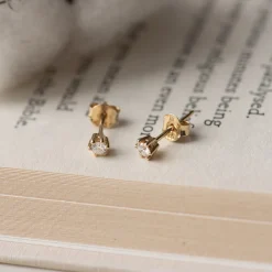 Isabel Bernard De la Paix Emily 14 karaat gouden oorknoppen met diamant 0.10 karaat Best Sale