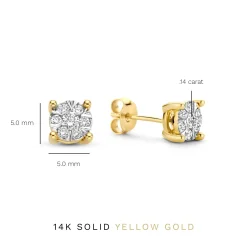 Isabel Bernard De la Paix Hanaé 14 karaat gouden oorknoppen met diamant 0.28 karaat Cheap