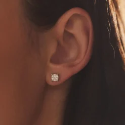 Isabel Bernard De la Paix Hanaé 14 karaat witgouden oorknoppen met diamant 0.28 karaat Cheap