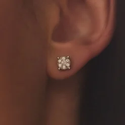 Isabel Bernard De la Paix Hanaé 14 karaat witgouden oorknoppen met diamant 0.28 karaat Cheap