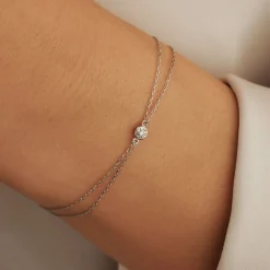 Isabel Bernard De la Paix Inaya 14 karaat witgouden armband met diamant 0.02 karaat Cheap
