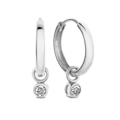 Isabel Bernard De la Paix Inaya 14 karaat witgouden creolen met diamant 0.02 karaat Sale