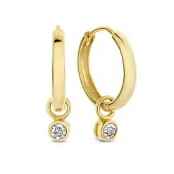 Isabel Bernard De la Paix Inaya 14 karaat gouden creolen met diamant 0.02 karaat Cheap