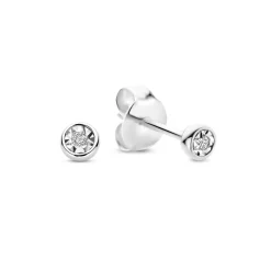 Isabel Bernard De la Paix Inaya 14 karaat witgouden oorknoppen met diamant 0.02 karaat Sale